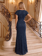 Naomi Rose Navy Blue back view mother of the bride dress
