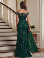Hannah Claire Emerald back view mother of the bride dress