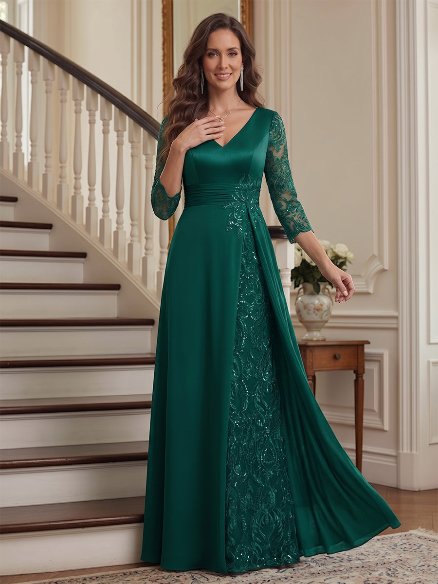 Jolie June Emerald front view mother of the bride dress