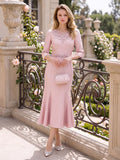 Ruth Elise Rose Pink front view mother of the bride dress