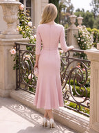 Ruth Elise Rose Pink back view mother of the bride dress