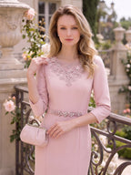 Ruth Elise Rose Pink side view mother of the bride dress