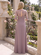 Tara Rose Steel Blue back view mother of the bride dress