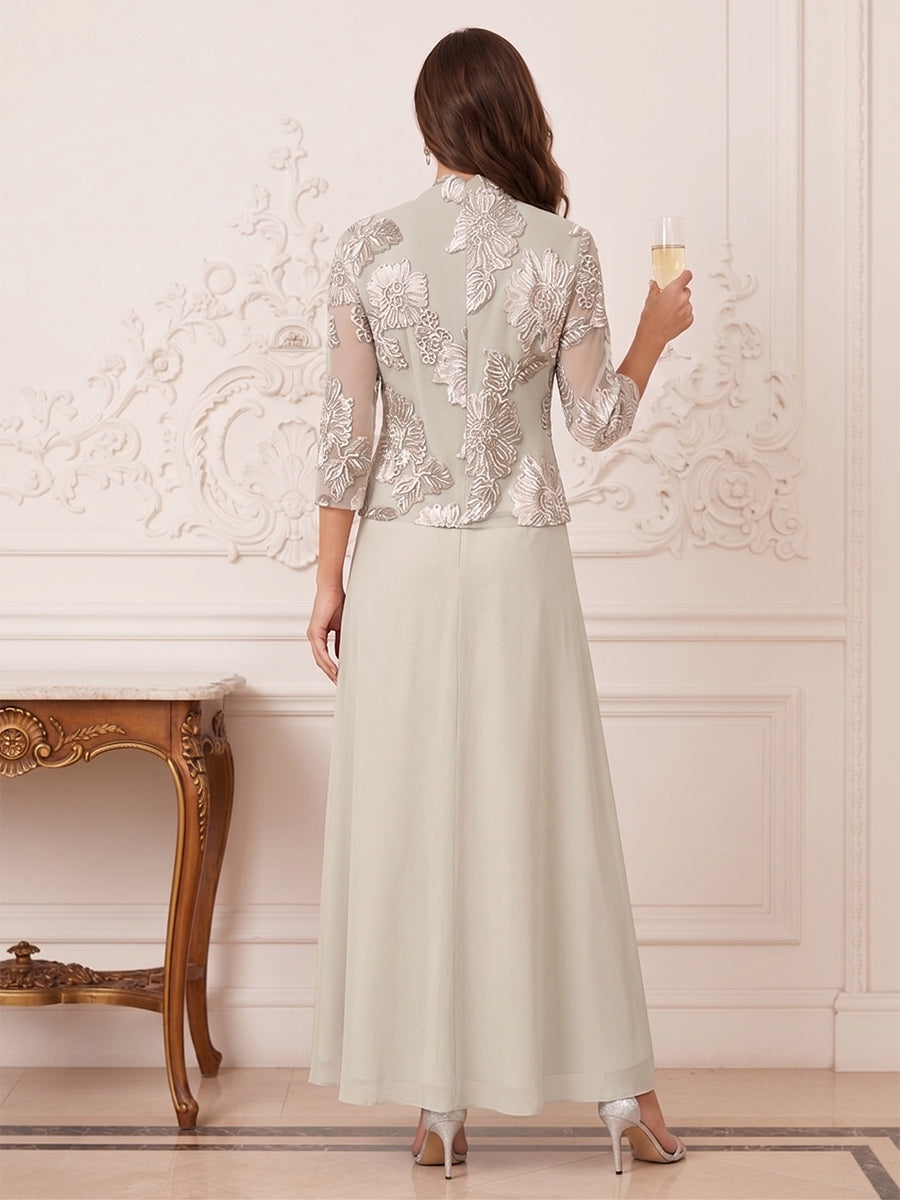 Elowen taupe back view mother of the bride dress