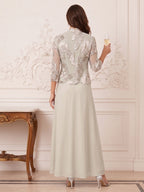 Elowen taupe back view mother of the bride dress