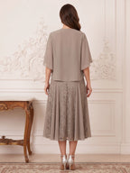 Jessamine Rue Taupe back view mother of the bride dress