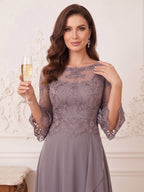 Maristella Faye Steel Blue side view mother of the bride dress