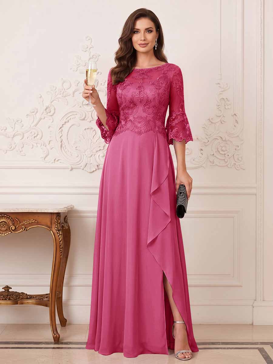 Maristella Faye Fuchsia front view mother of the bride dress