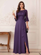 Maristella Faye Grape front view mother of the bride dress