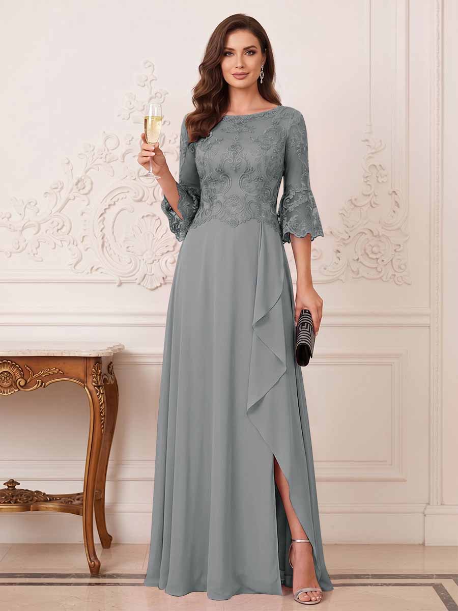 Maristella Faye Grey front view mother of the bride dress