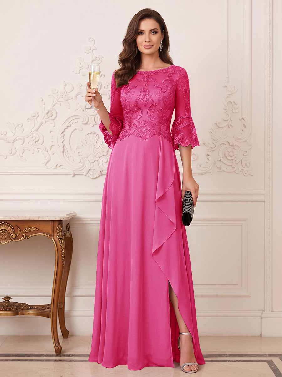 Maristella Faye Hot Pink front view mother of the bride dress