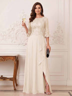 Maristella Faye Champagne back view mother of the bride dress