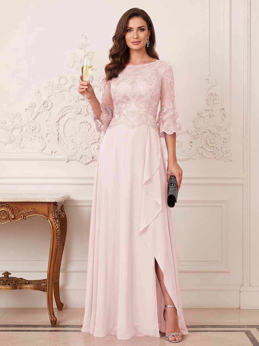 Maristella Faye Pearl Pink front view mother of the bride dress