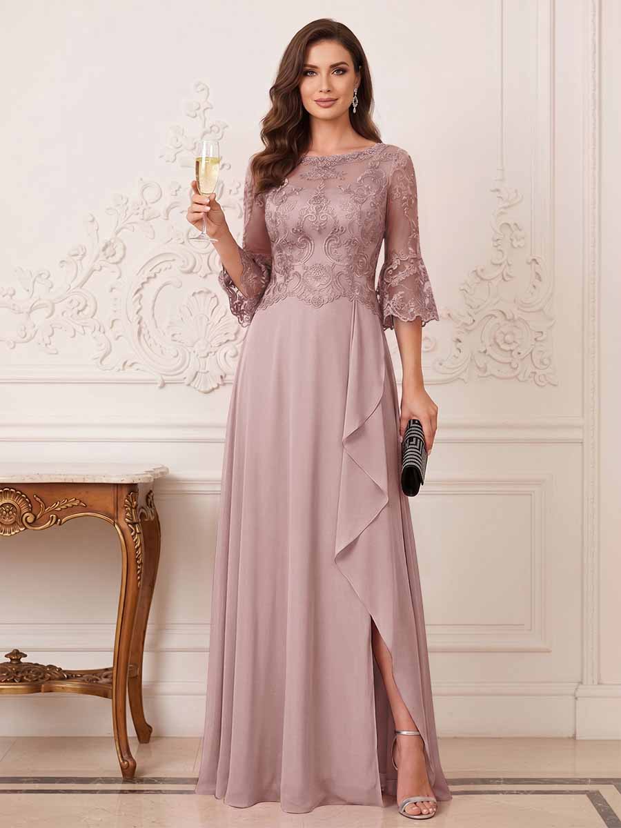 Maristella Faye Mauve front view mother of the bride dress