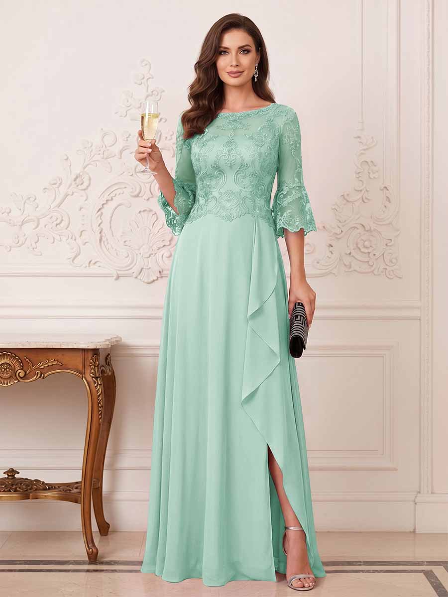 Maristella Faye Mint Green front view mother of the bride dress