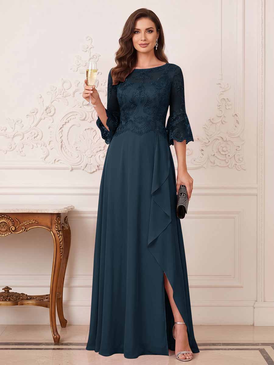 Maristella Faye Navy Blue front view mother of the bride dress