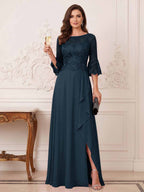 Maristella Faye Navy Blue front view mother of the bride dress