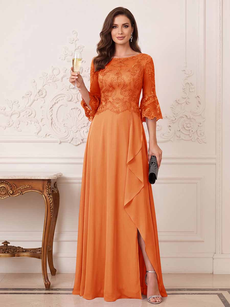Maristella Faye Orange front view mother of the bride dress