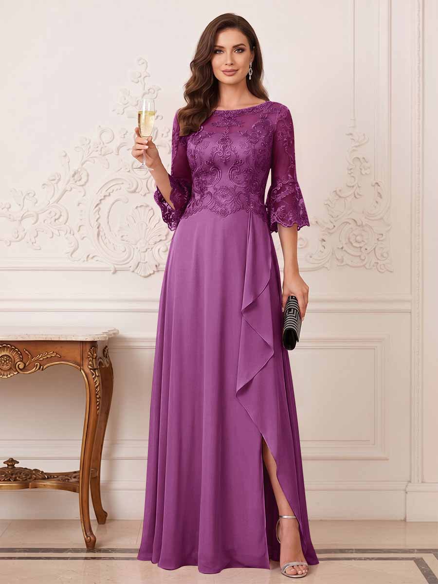 Maristella Faye Orchid front view mother of the bride dress