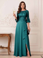 Maristella Faye Peacock front view mother of the bride dress