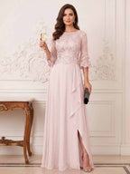 Maristella Faye Pearl Pink back view mother of the bride dress