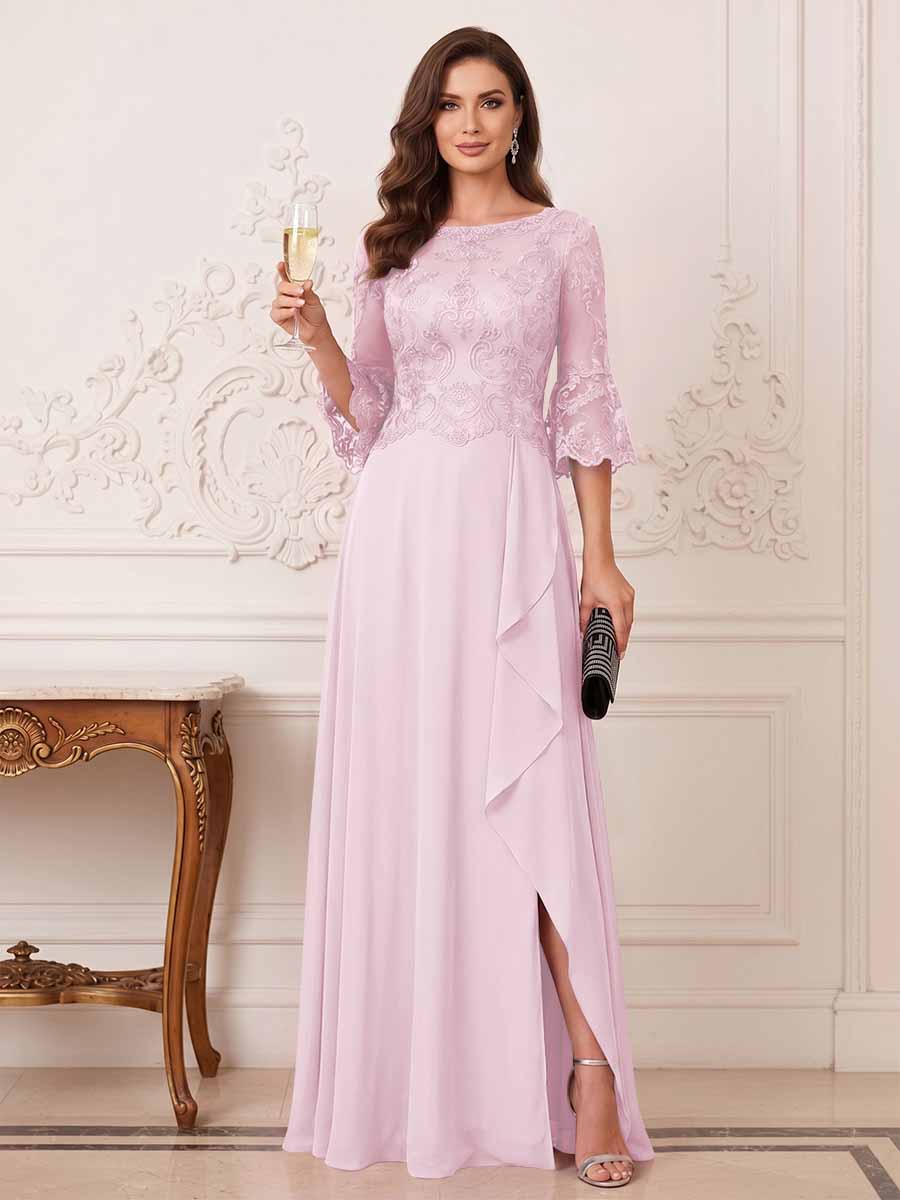 Maristella Faye Rose Pink front view mother of the bride dress