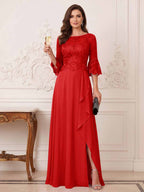 Maristella Faye Red front view mother of the bride dress
