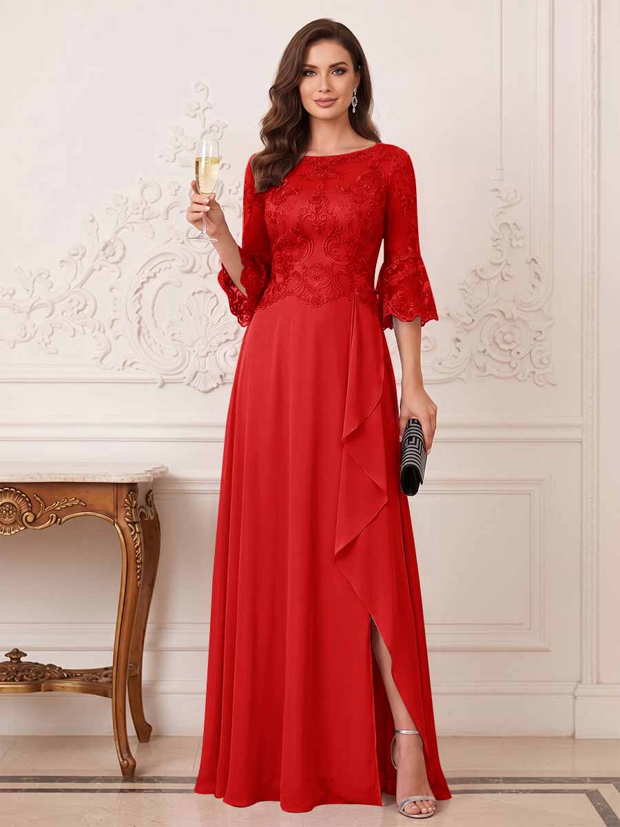 Maristella Faye Red front view mother of the bride dress