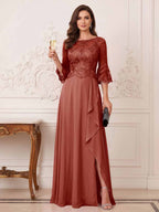 Maristella Faye Rust front view mother of the bride dress