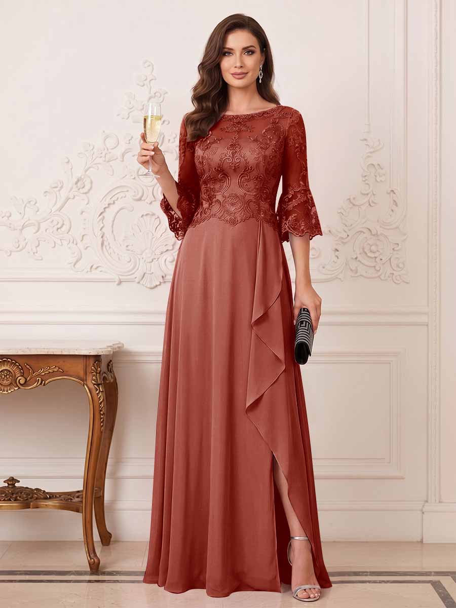 Maristella Faye Rust front view mother of the bride dress