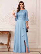 Maristella Faye Sky Blue back view mother of the bride dress