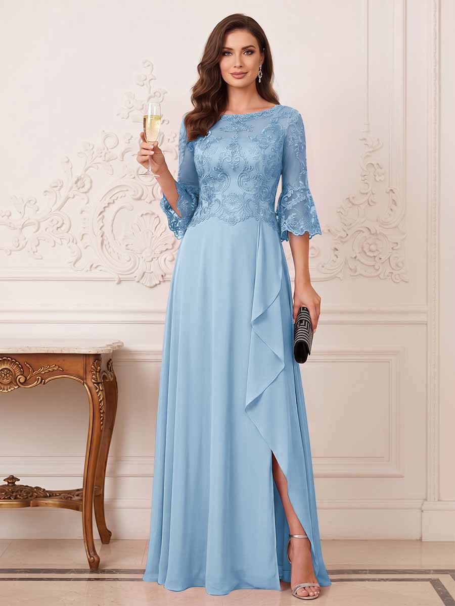 Maristella Faye Sky Blue back view mother of the bride dress
