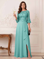 Maristella Faye Pool Blue back view mother of the bride dress