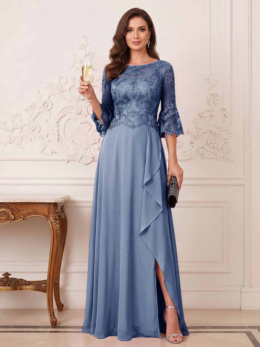 Maristella Faye Steel Blue bodice detail mother of the bride dress