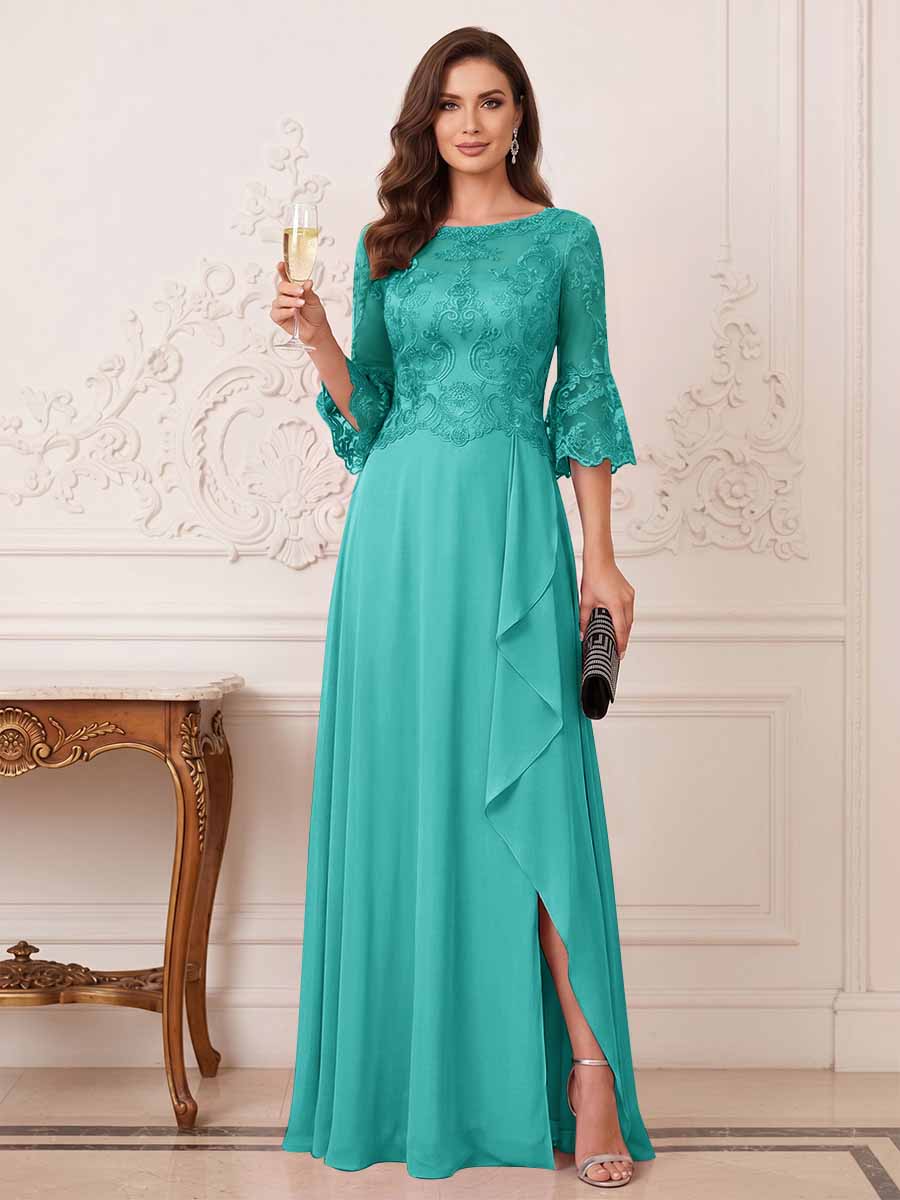 Maristella Faye Turquoise back view mother of the bride dress