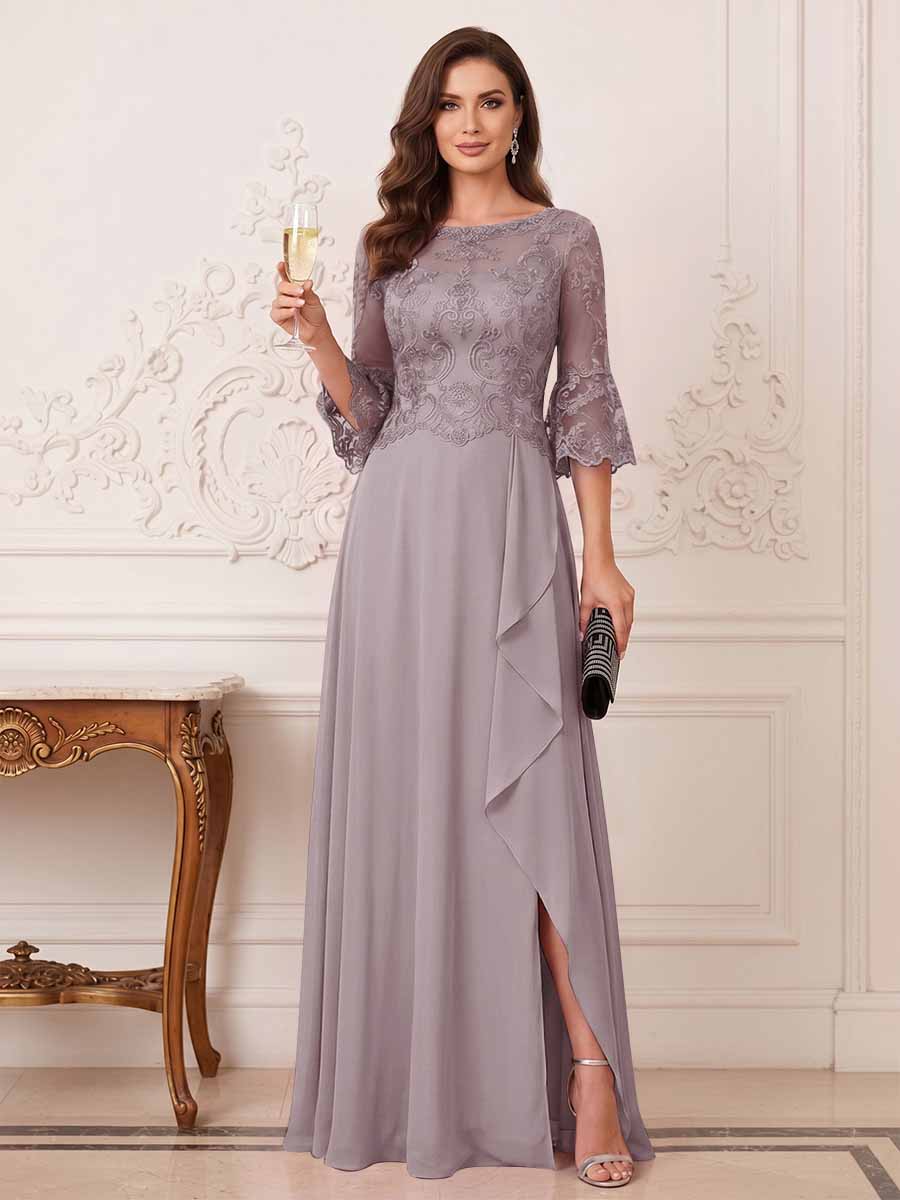Maristella Faye Wisteria back view mother of the bride dress