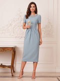 Wanda Mae Sky Blue front view mother of the bride dress