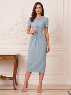 Wanda Mae Sky Blue front view mother of the bride dress