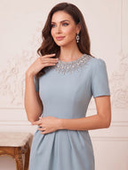 Wanda Mae Sky Blue side view mother of the bride dress