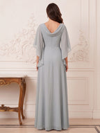 Ysadora Fern Silver back view mother of the bride dress