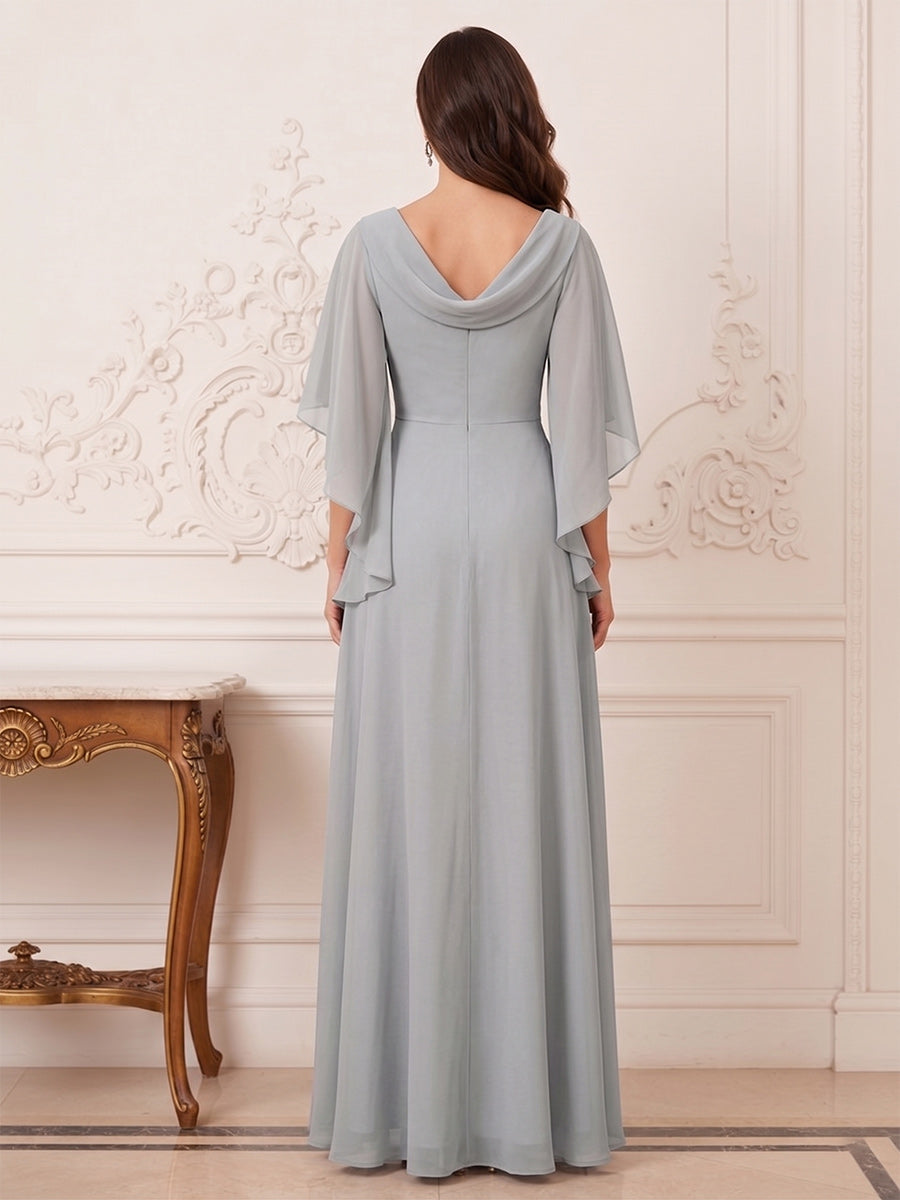 Ysadora Fern Silver back view mother of the bride dress