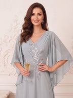Ysadora Fern Silver side view mother of the bride dress