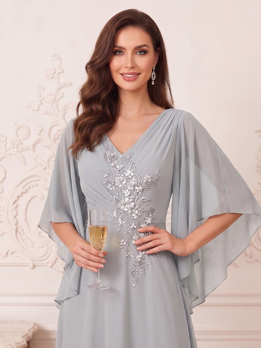 Ysadora Fern Silver side view mother of the bride dress