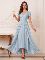 Dora June Sky Blue front view mother of the bride dress