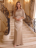Lavinia Claire Champagne front view mother of the bride dress