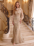 Zoe Rose Champagne front view mother of the bride dress
