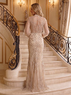 Zoe Rose Champagne back view mother of the bride dress