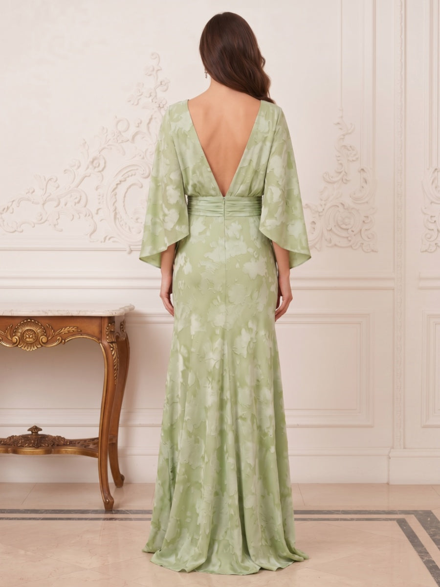 Lena Claire Sage Green back view mother of the bride dress