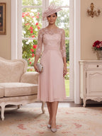 Pearl Rose Blush front view mother of the bride dress