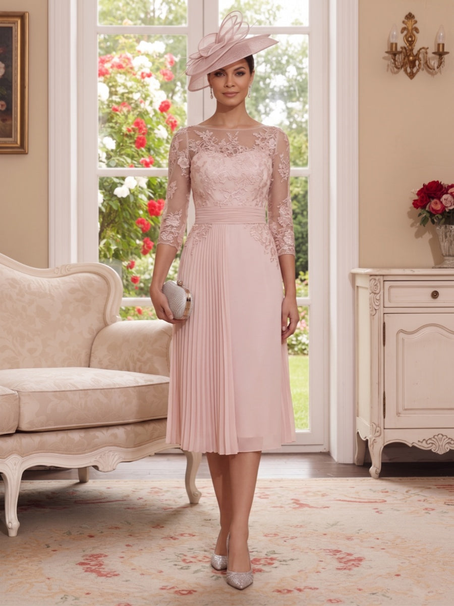 Pearl Rose Blush front view mother of the bride dress